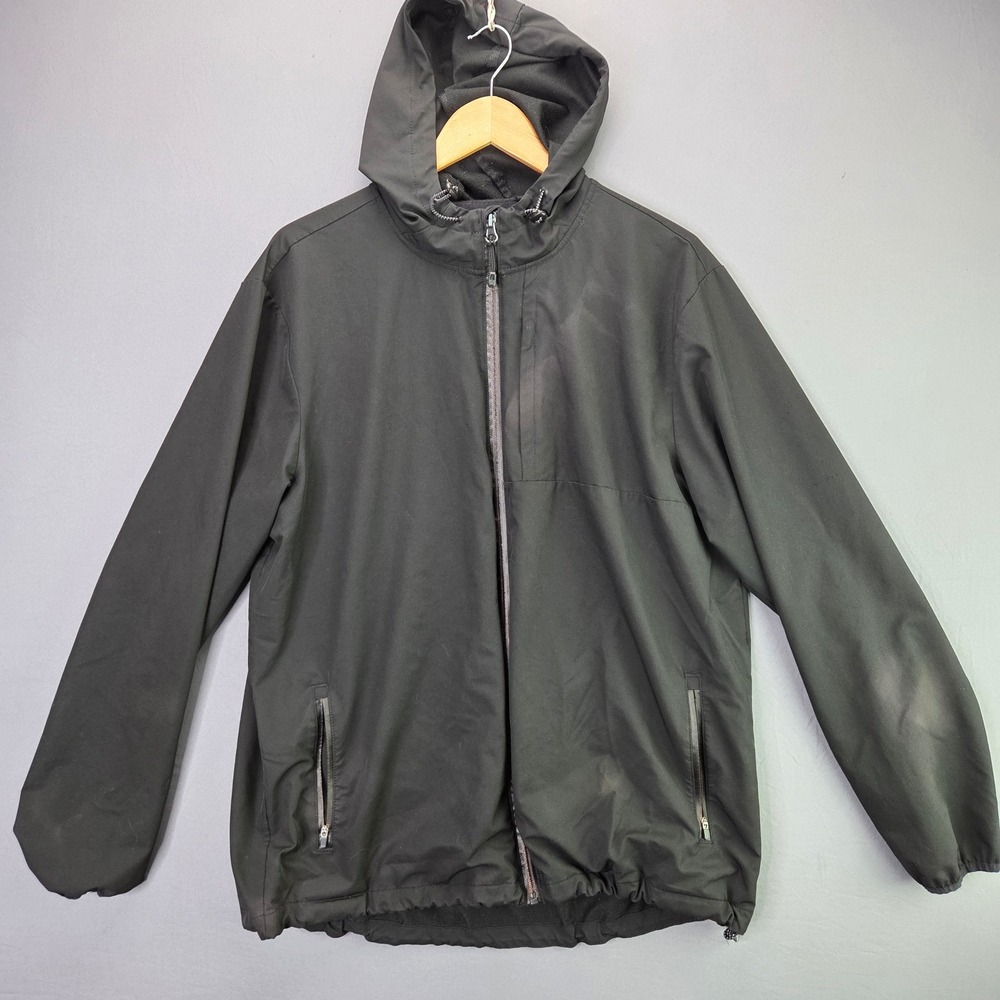 Swiss Tech Hooded Softshell Jacket XL Black Full Zip Windbreaker Fleece Lined